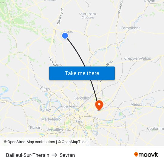 Bailleul-Sur-Therain to Sevran map