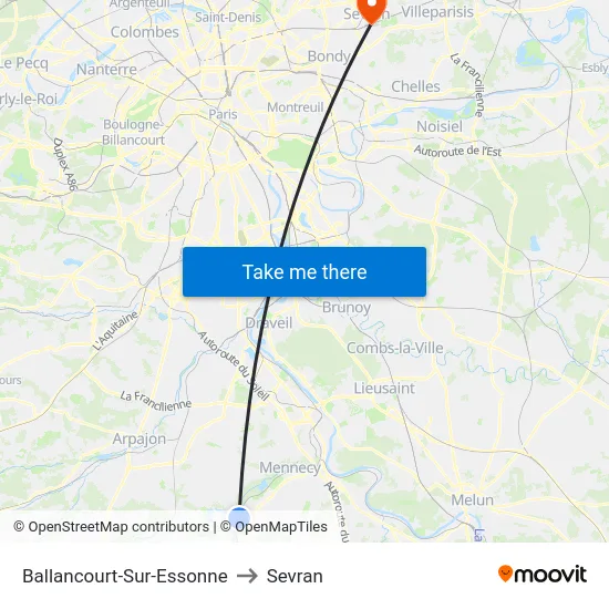 Ballancourt-Sur-Essonne to Sevran map