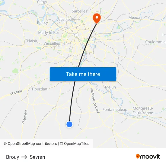 Brouy to Sevran map