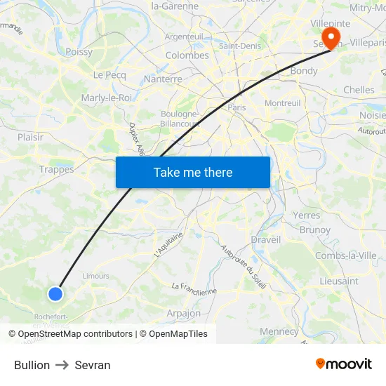 Bullion to Sevran map