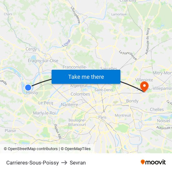 Carrieres-Sous-Poissy to Sevran map