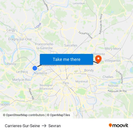 Carrieres-Sur-Seine to Sevran map
