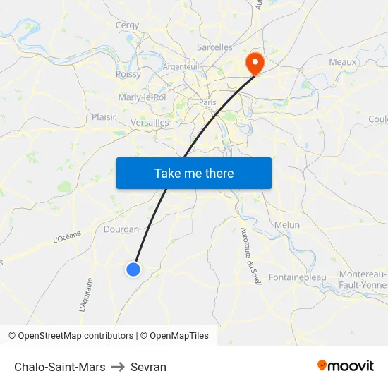 Chalo-Saint-Mars to Sevran map