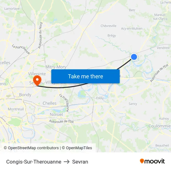 Congis-Sur-Therouanne to Sevran map