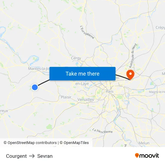 Courgent to Sevran map
