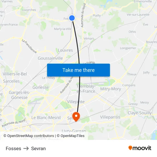 Fosses to Sevran map