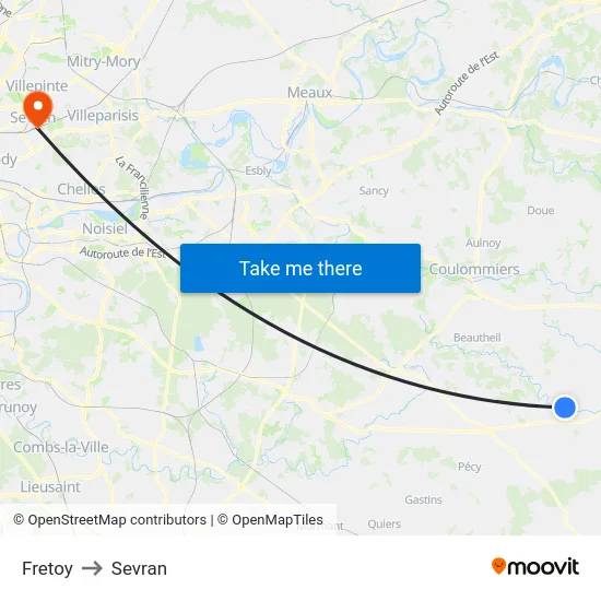 Fretoy to Sevran map
