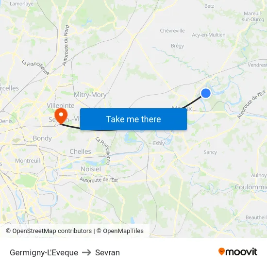 Germigny-L'Eveque to Sevran map
