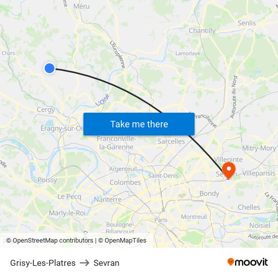 Grisy-Les-Platres to Sevran map