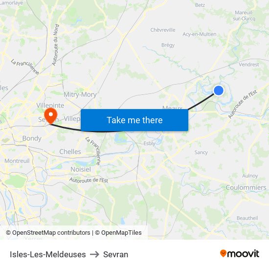 Isles-Les-Meldeuses to Sevran map