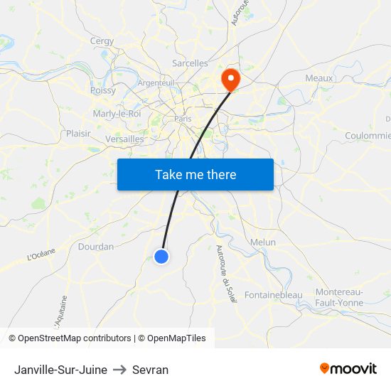 Janville-Sur-Juine to Sevran map