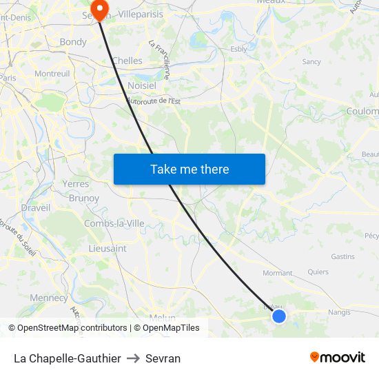 La Chapelle-Gauthier to Sevran map