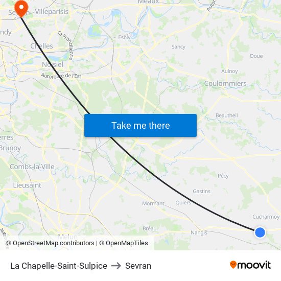 La Chapelle-Saint-Sulpice to Sevran map