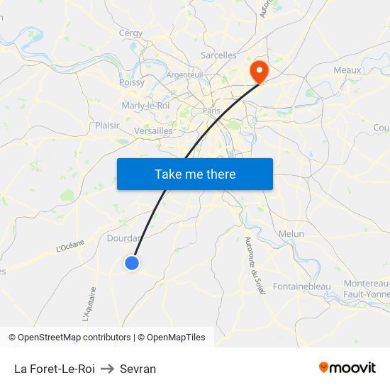La Foret-Le-Roi to Sevran map