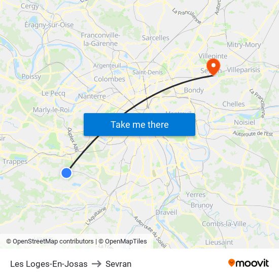 Les Loges-En-Josas to Sevran map