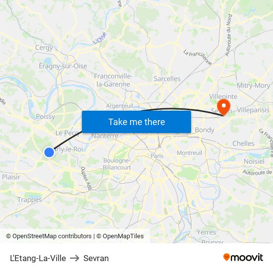 L'Etang-La-Ville to Sevran map