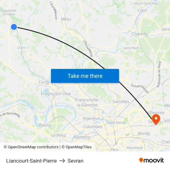 Liancourt-Saint-Pierre to Sevran map