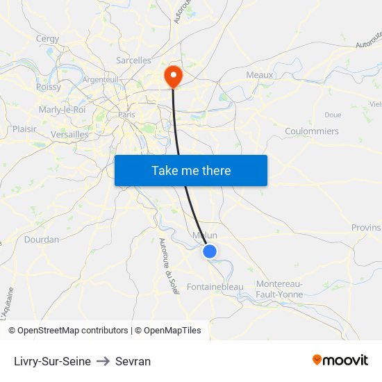 Livry-Sur-Seine to Sevran map