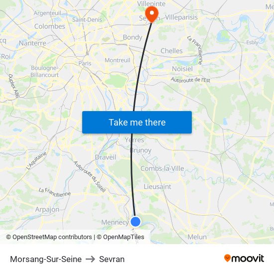 Morsang-Sur-Seine to Sevran map