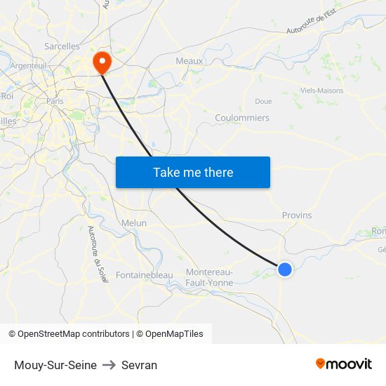 Mouy-Sur-Seine to Sevran map