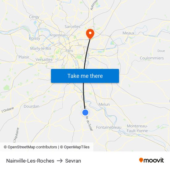 Nainville-Les-Roches to Sevran map