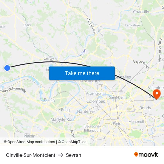 Oinville-Sur-Montcient to Sevran map