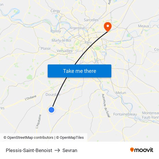 Plessis-Saint-Benoist to Sevran map