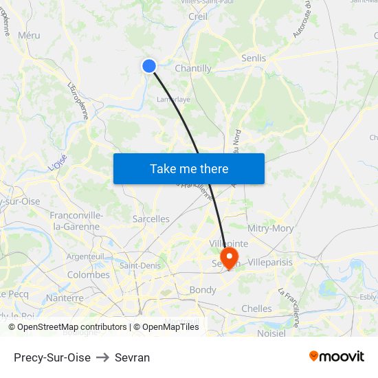 Precy-Sur-Oise to Sevran map