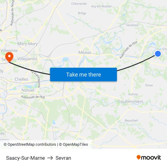 Saacy-Sur-Marne to Sevran map