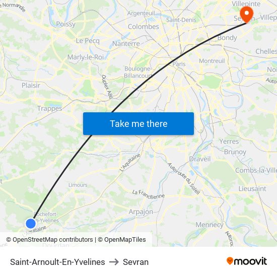 Saint-Arnoult-En-Yvelines to Sevran map