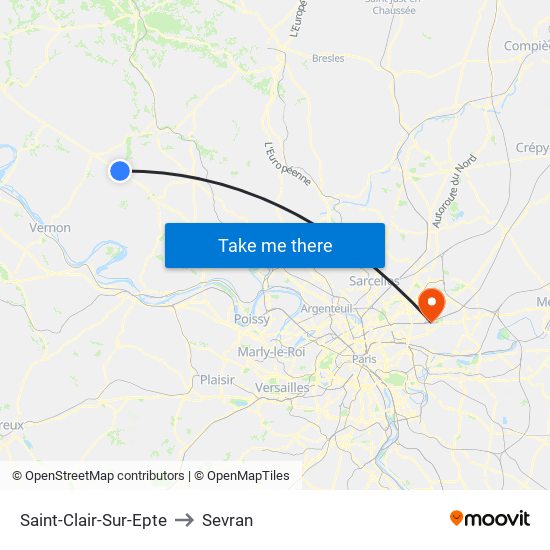 Saint-Clair-Sur-Epte to Sevran map