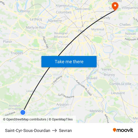 Saint-Cyr-Sous-Dourdan to Sevran map