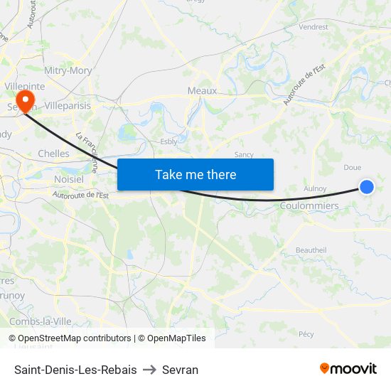 Saint-Denis-Les-Rebais to Sevran map