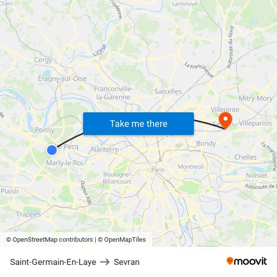 Saint-Germain-En-Laye to Sevran map