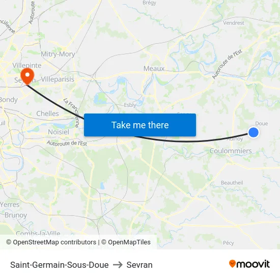 Saint-Germain-Sous-Doue to Sevran map
