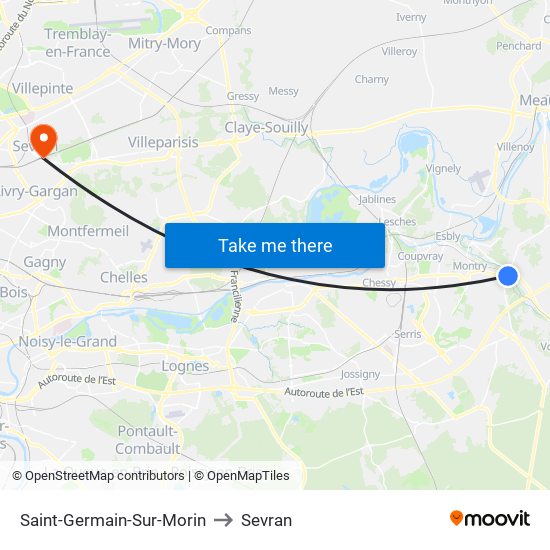 Saint-Germain-Sur-Morin to Sevran map