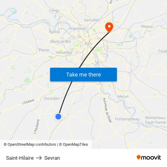 Saint-Hilaire to Sevran map