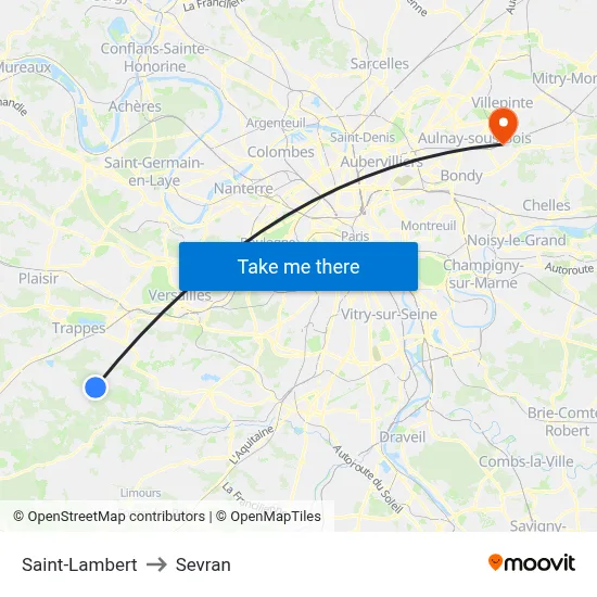 Saint-Lambert to Sevran map