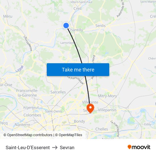 Saint-Leu-D'Esserent to Sevran map