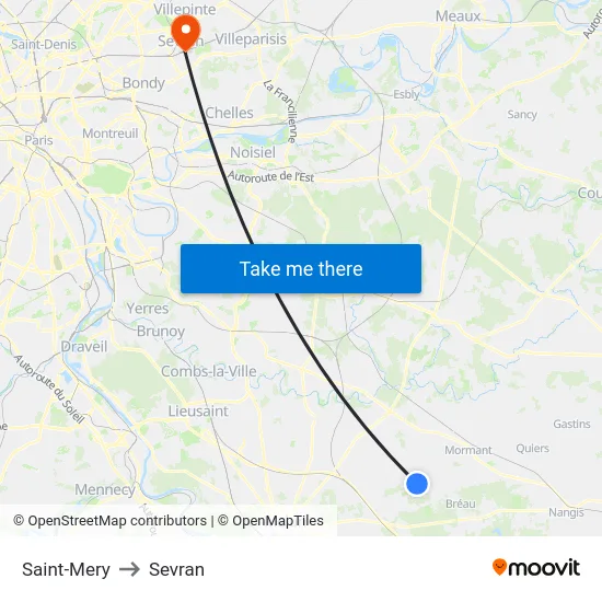 Saint-Mery to Sevran map