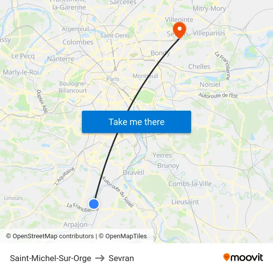 Saint-Michel-Sur-Orge to Sevran map