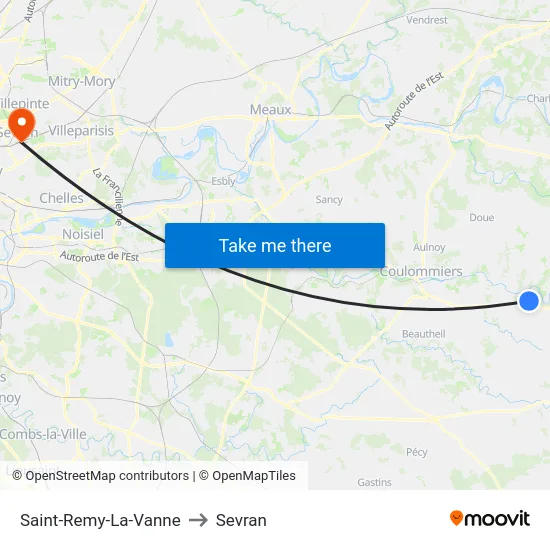 Saint-Remy-La-Vanne to Sevran map