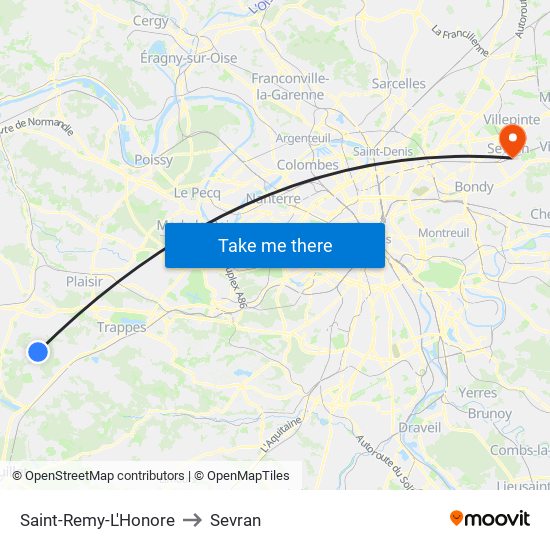 Saint-Remy-L'Honore to Sevran map