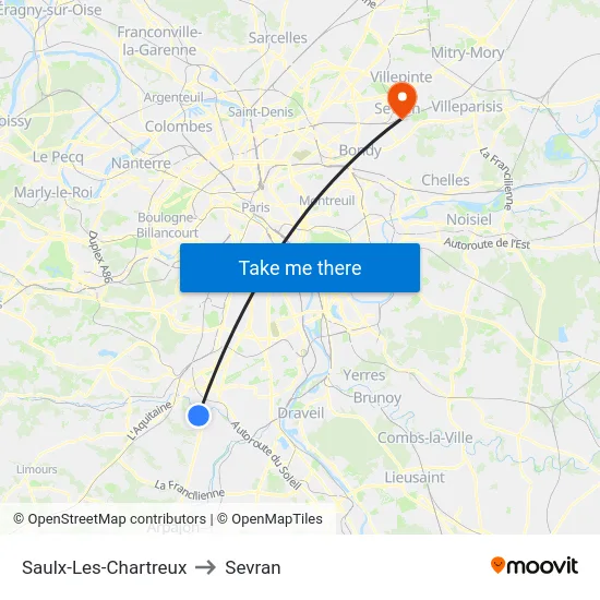 Saulx-Les-Chartreux to Sevran map