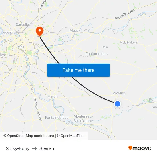Soisy-Bouy to Sevran map
