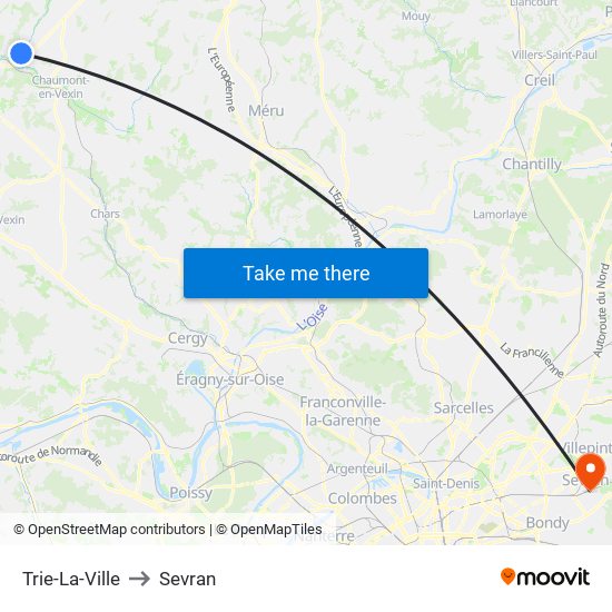 Trie-La-Ville to Sevran map