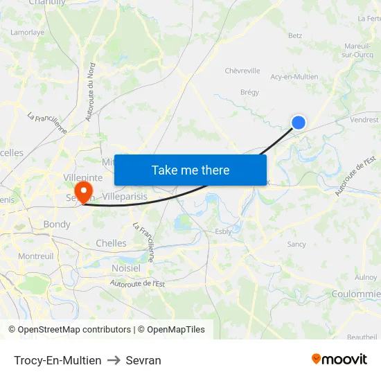 Trocy-En-Multien to Sevran map