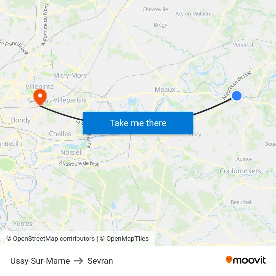 Ussy-Sur-Marne to Sevran map