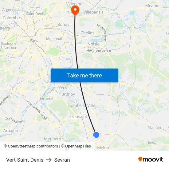 Vert-Saint-Denis to Sevran map