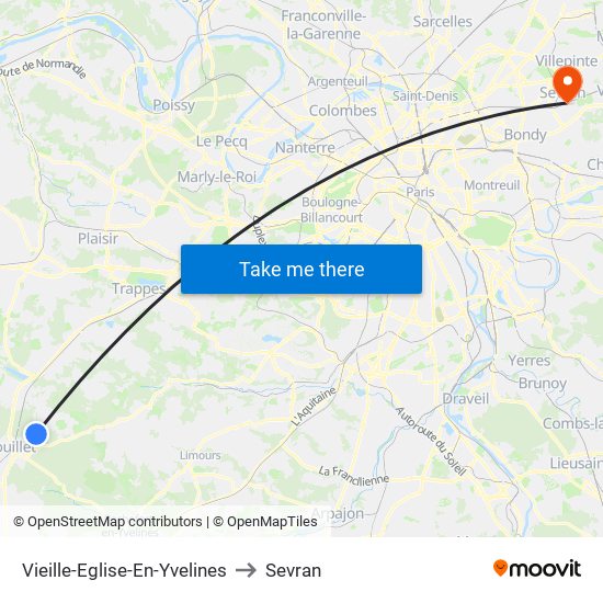 Vieille-Eglise-En-Yvelines to Sevran map